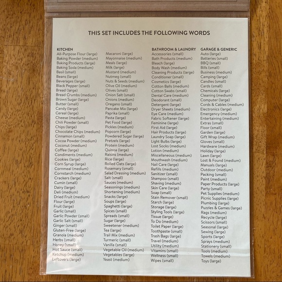 Rae Dunn 180 Organizing Labels Kitchen, Laundry, Garage, Bathroom, Generic NEW!! - Picture 2 of 5